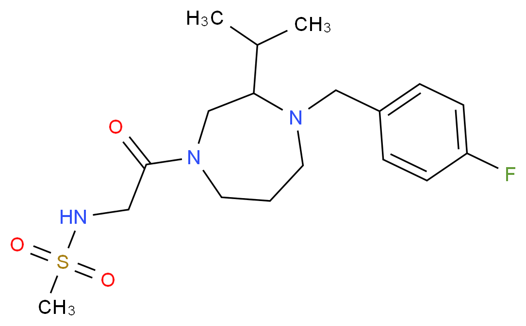 N-{2-[4-(4-fluorobenzyl)-3-isopropyl-1,4-diazepan-1-yl]-2-oxoethyl}methanesulfonamide (non-preferred name)_Molecular_structure_CAS_)