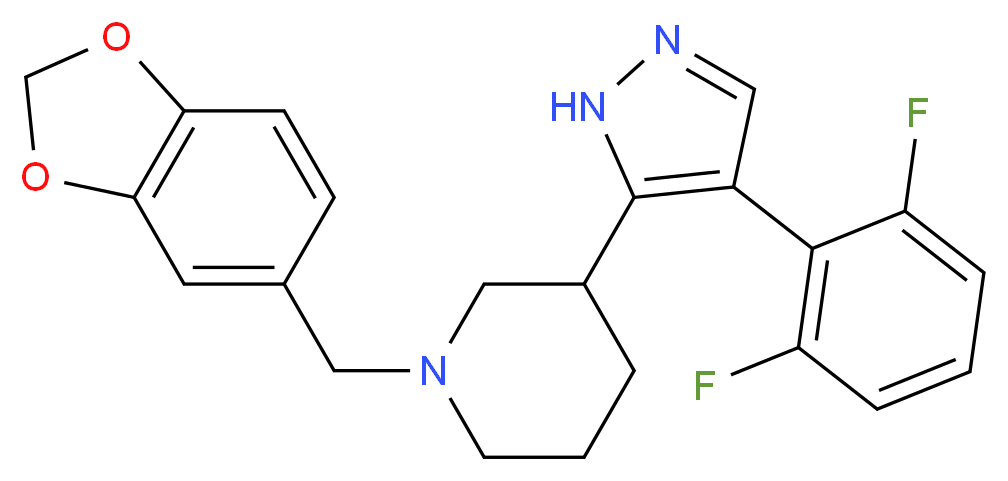 1-(1,3-benzodioxol-5-ylmethyl)-3-[4-(2,6-difluorophenyl)-1H-pyrazol-5-yl]piperidine_Molecular_structure_CAS_)