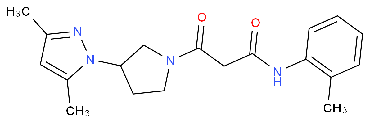 3-[3-(3,5-dimethyl-1H-pyrazol-1-yl)pyrrolidin-1-yl]-N-(2-methylphenyl)-3-oxopropanamide_Molecular_structure_CAS_)