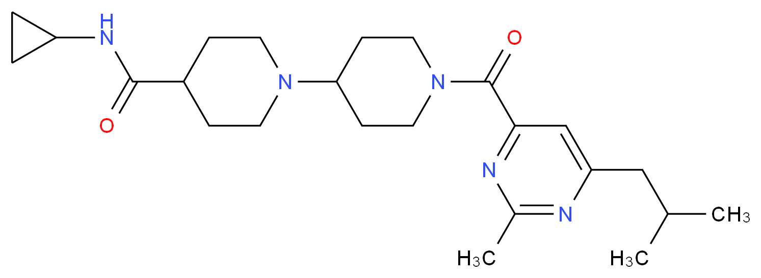 N-cyclopropyl-1'-[(6-isobutyl-2-methyl-4-pyrimidinyl)carbonyl]-1,4'-bipiperidine-4-carboxamide_Molecular_structure_CAS_)