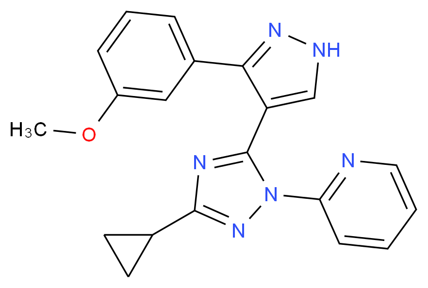 2-{3-cyclopropyl-5-[3-(3-methoxyphenyl)-1H-pyrazol-4-yl]-1H-1,2,4-triazol-1-yl}pyridine_Molecular_structure_CAS_)