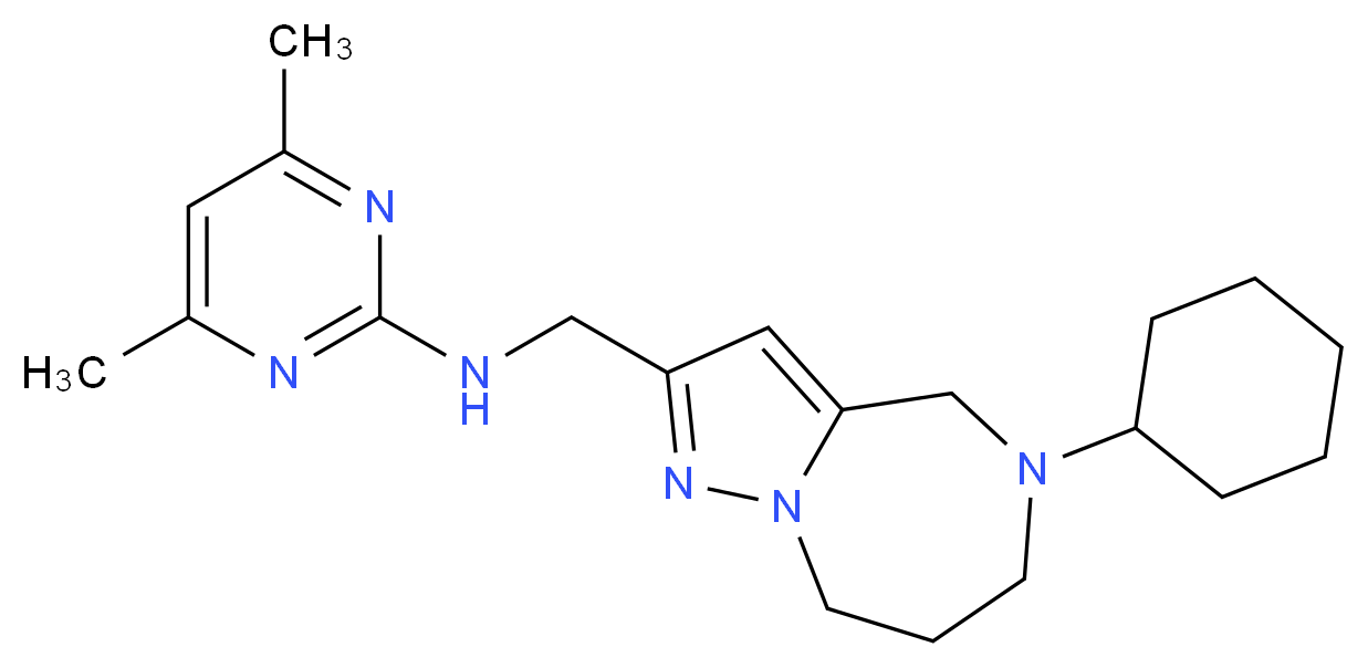 N-[(5-cyclohexyl-5,6,7,8-tetrahydro-4H-pyrazolo[1,5-a][1,4]diazepin-2-yl)methyl]-4,6-dimethylpyrimidin-2-amine_Molecular_structure_CAS_)