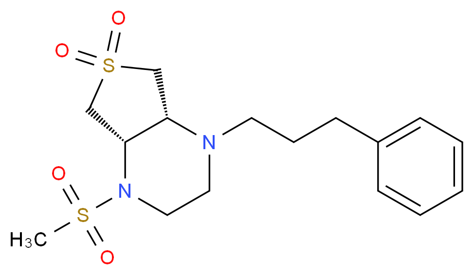 (4aR*,7aS*)-1-(methylsulfonyl)-4-(3-phenylpropyl)octahydrothieno[3,4-b]pyrazine 6,6-dioxide_Molecular_structure_CAS_)