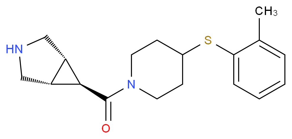 (1R*,5S*,6r)-6-({4-[(2-methylphenyl)thio]-1-piperidinyl}carbonyl)-3-azabicyclo[3.1.0]hexane_Molecular_structure_CAS_)