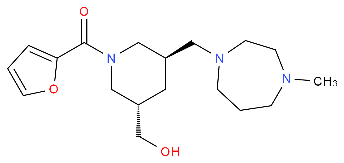 {(3S*,5R*)-1-(2-furoyl)-5-[(4-methyl-1,4-diazepan-1-yl)methyl]-3-piperidinyl}methanol_Molecular_structure_CAS_)