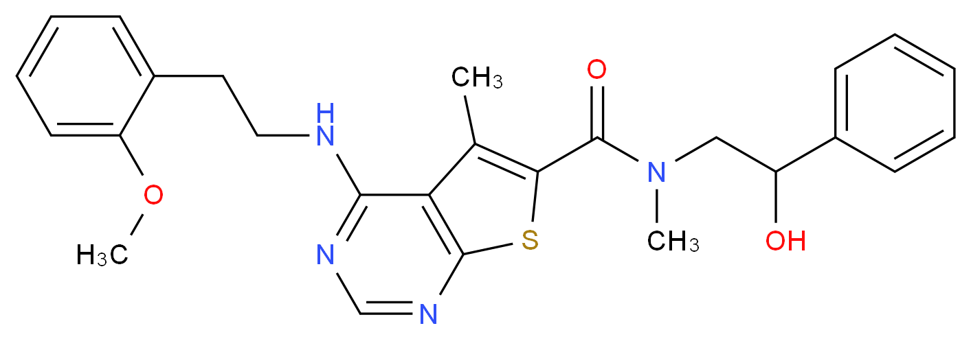 N-(2-hydroxy-2-phenylethyl)-4-{[2-(2-methoxyphenyl)ethyl]amino}-N,5-dimethylthieno[2,3-d]pyrimidine-6-carboxamide_Molecular_structure_CAS_)