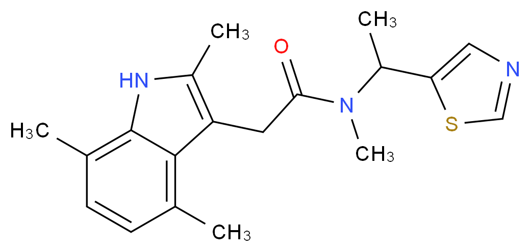 N-methyl-N-[1-(1,3-thiazol-5-yl)ethyl]-2-(2,4,7-trimethyl-1H-indol-3-yl)acetamide_Molecular_structure_CAS_)