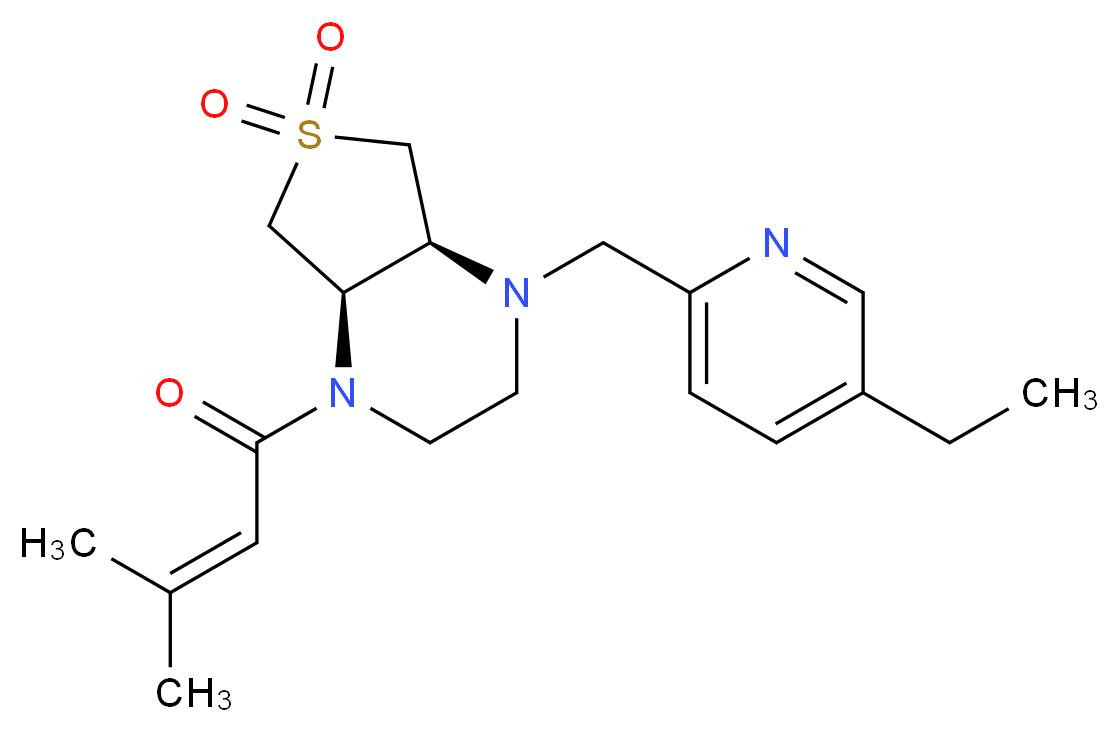 (4aR*,7aS*)-1-[(5-ethyl-2-pyridinyl)methyl]-4-(3-methyl-2-butenoyl)octahydrothieno[3,4-b]pyrazine 6,6-dioxide_Molecular_structure_CAS_)