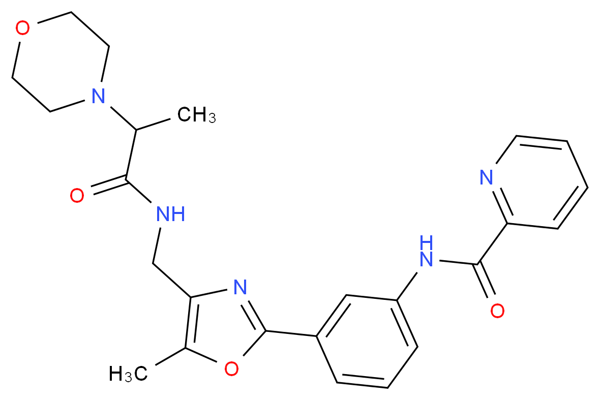N-{3-[5-methyl-4-({[2-(4-morpholinyl)propanoyl]amino}methyl)-1,3-oxazol-2-yl]phenyl}-2-pyridinecarboxamide_Molecular_structure_CAS_)