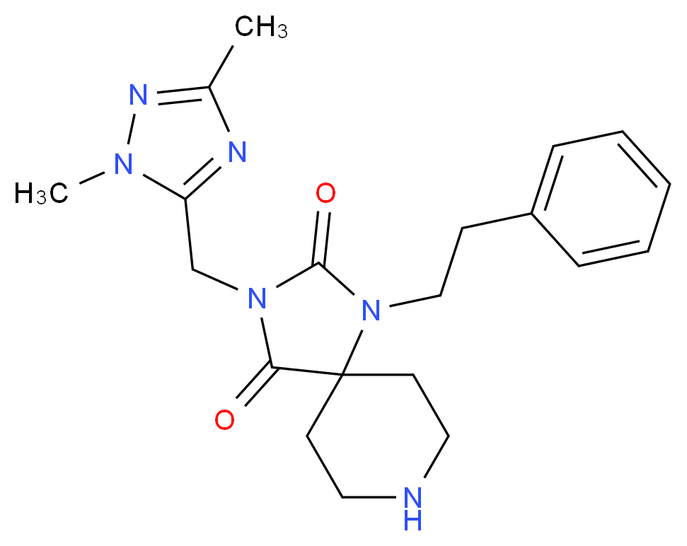 3-[(1,3-dimethyl-1H-1,2,4-triazol-5-yl)methyl]-1-(2-phenylethyl)-1,3,8-triazaspiro[4.5]decane-2,4-dione_Molecular_structure_CAS_)