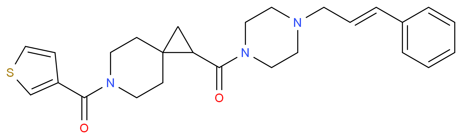 1-({4-[(2E)-3-phenyl-2-propen-1-yl]-1-piperazinyl}carbonyl)-6-(3-thienylcarbonyl)-6-azaspiro[2.5]octane_Molecular_structure_CAS_)