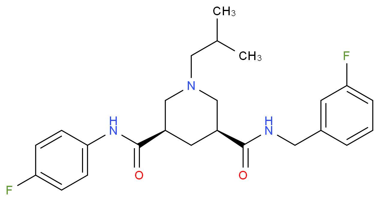 (3S,5R)-N-(3-fluorobenzyl)-N'-(4-fluorophenyl)-1-isobutyl-3,5-piperidinedicarboxamide_Molecular_structure_CAS_)