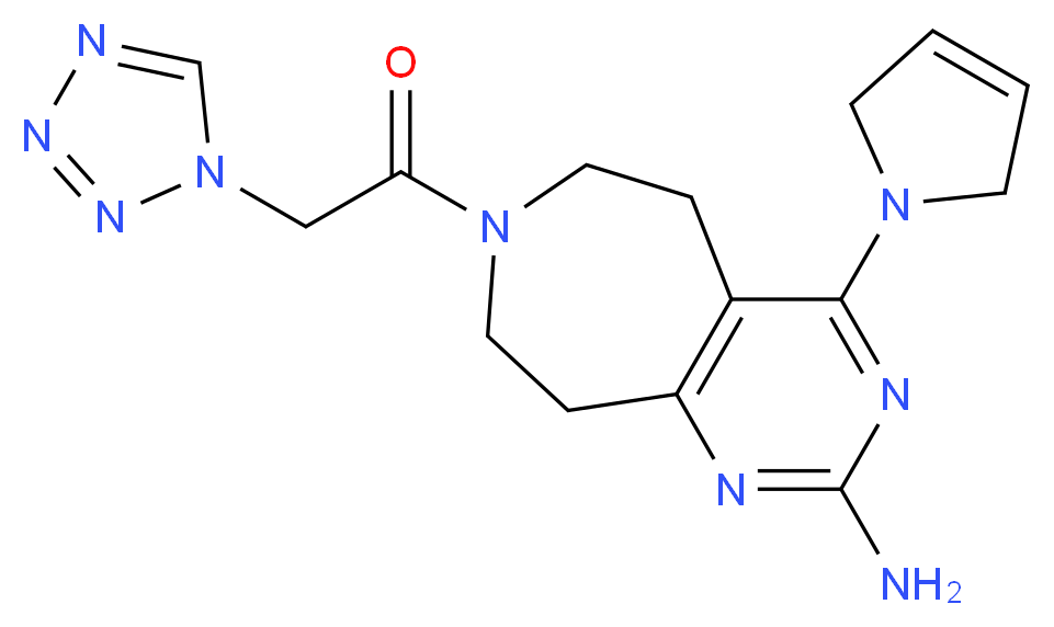 4-(2,5-dihydro-1H-pyrrol-1-yl)-7-(1H-tetrazol-1-ylacetyl)-6,7,8,9-tetrahydro-5H-pyrimido[4,5-d]azepin-2-amine_Molecular_structure_CAS_)