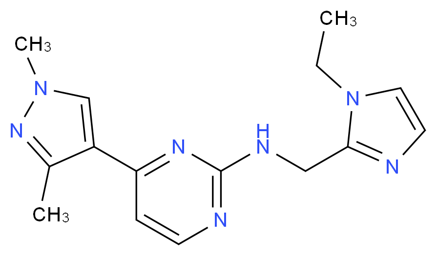 4-(1,3-dimethyl-1H-pyrazol-4-yl)-N-[(1-ethyl-1H-imidazol-2-yl)methyl]pyrimidin-2-amine_Molecular_structure_CAS_)