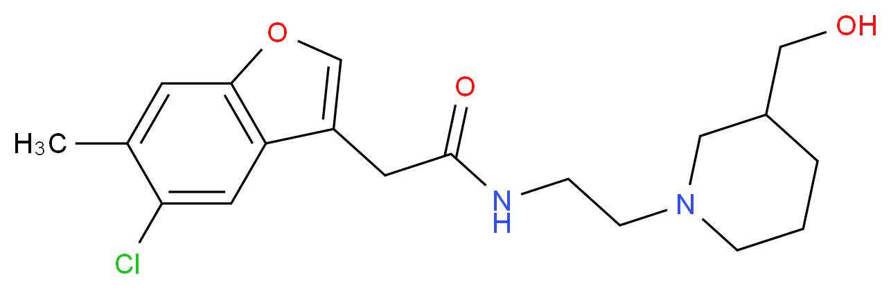 2-(5-chloro-6-methyl-1-benzofuran-3-yl)-N-{2-[3-(hydroxymethyl)piperidin-1-yl]ethyl}acetamide_Molecular_structure_CAS_)