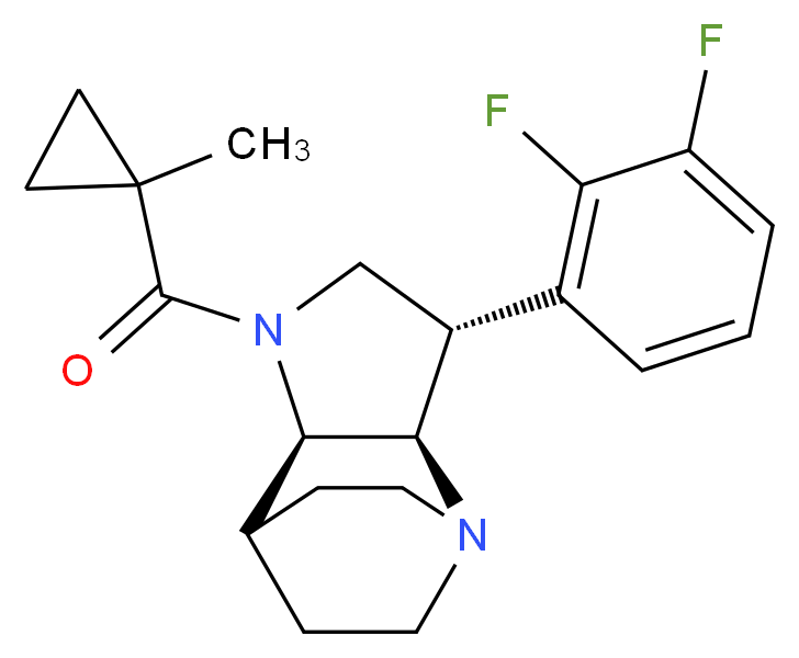 (2R*,3S*,6R*)-3-(2,3-difluorophenyl)-5-[(1-methylcyclopropyl)carbonyl]-1,5-diazatricyclo[5.2.2.0~2,6~]undecane_Molecular_structure_CAS_)