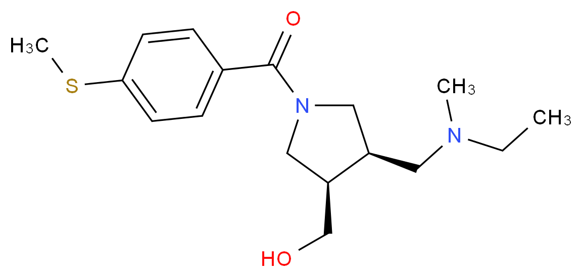 {(3R*,4R*)-4-{[ethyl(methyl)amino]methyl}-1-[4-(methylthio)benzoyl]pyrrolidin-3-yl}methanol_Molecular_structure_CAS_)