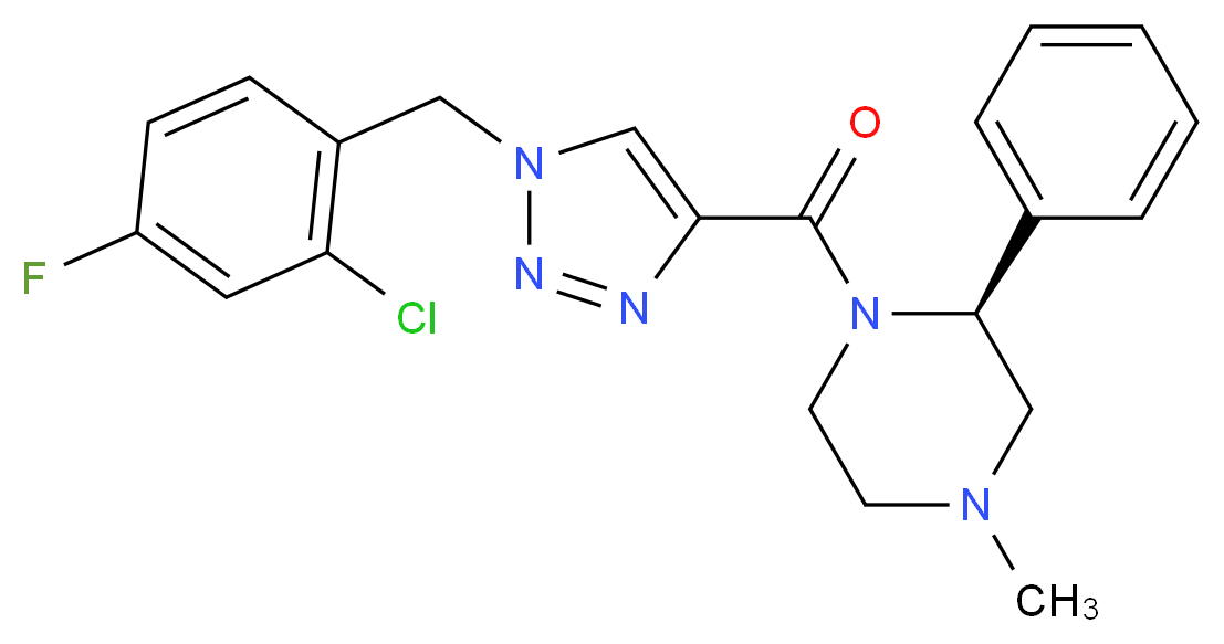 (2S)-1-{[1-(2-chloro-4-fluorobenzyl)-1H-1,2,3-triazol-4-yl]carbonyl}-4-methyl-2-phenylpiperazine_Molecular_structure_CAS_)