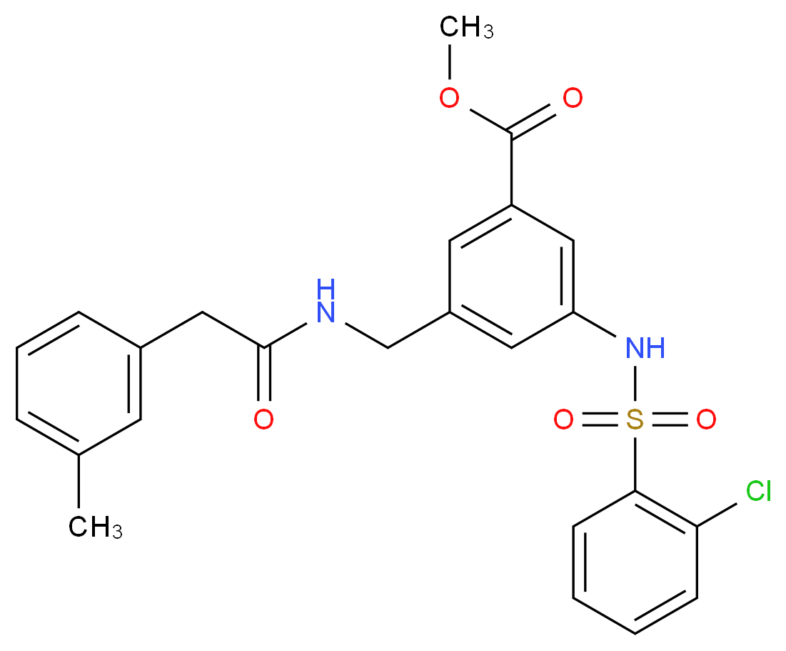 methyl 3-{[(2-chlorophenyl)sulfonyl]amino}-5-({[(3-methylphenyl)acetyl]amino}methyl)benzoate_Molecular_structure_CAS_)
