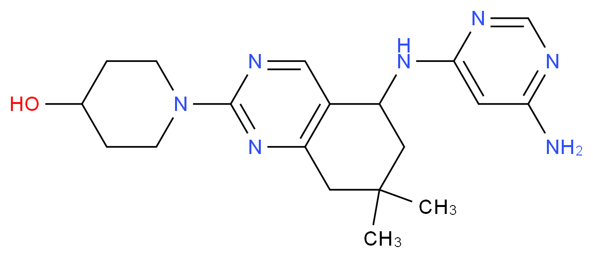 1-{5-[(6-aminopyrimidin-4-yl)amino]-7,7-dimethyl-5,6,7,8-tetrahydroquinazolin-2-yl}piperidin-4-ol_Molecular_structure_CAS_)