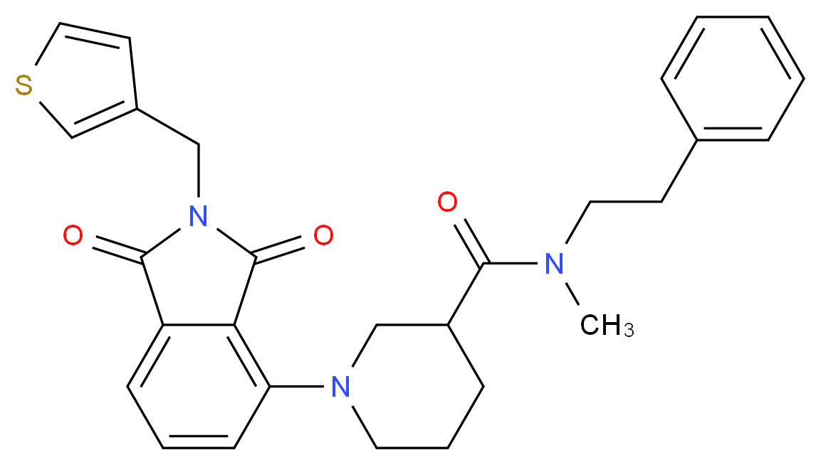 1-[1,3-dioxo-2-(3-thienylmethyl)-2,3-dihydro-1H-isoindol-4-yl]-N-methyl-N-(2-phenylethyl)-3-piperidinecarboxamide_Molecular_structure_CAS_)