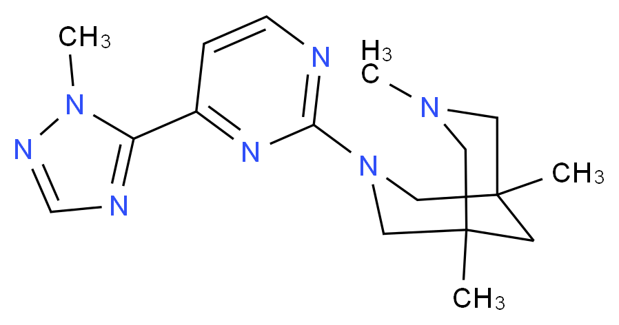 1,3,5-trimethyl-7-[4-(1-methyl-1H-1,2,4-triazol-5-yl)pyrimidin-2-yl]-3,7-diazabicyclo[3.3.1]nonane_Molecular_structure_CAS_)