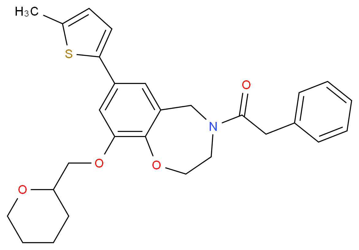 7-(5-methyl-2-thienyl)-4-(phenylacetyl)-9-(tetrahydro-2H-pyran-2-ylmethoxy)-2,3,4,5-tetrahydro-1,4-benzoxazepine_Molecular_structure_CAS_)