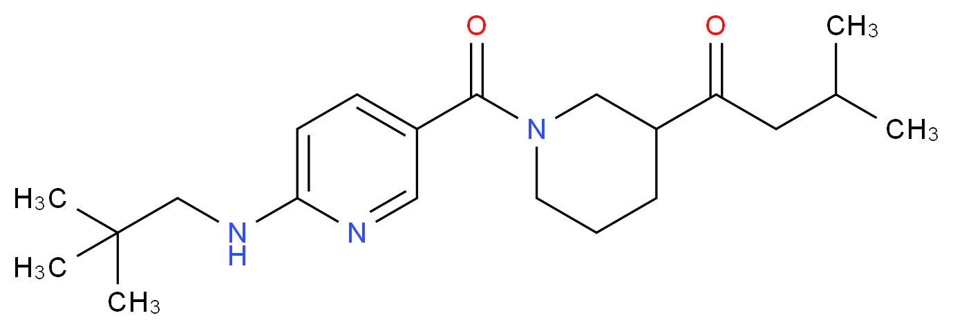1-[1-({6-[(2,2-dimethylpropyl)amino]pyridin-3-yl}carbonyl)piperidin-3-yl]-3-methylbutan-1-one_Molecular_structure_CAS_)