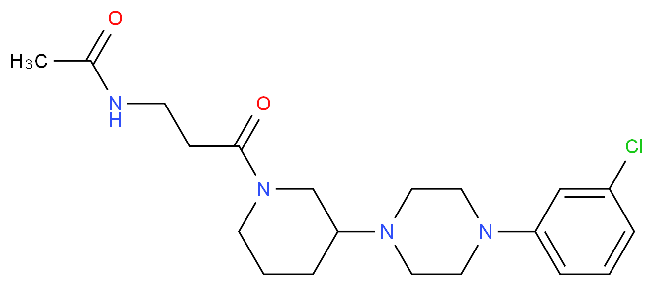 N-(3-{3-[4-(3-chlorophenyl)-1-piperazinyl]-1-piperidinyl}-3-oxopropyl)acetamide_Molecular_structure_CAS_)