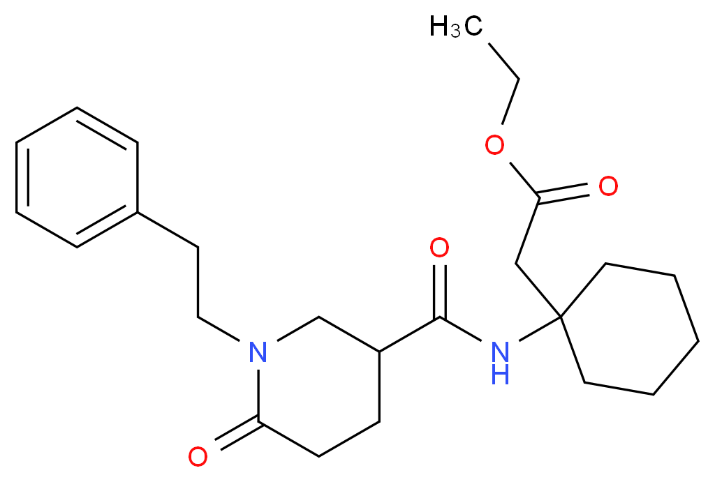 ethyl [1-({[6-oxo-1-(2-phenylethyl)-3-piperidinyl]carbonyl}amino)cyclohexyl]acetate_Molecular_structure_CAS_)