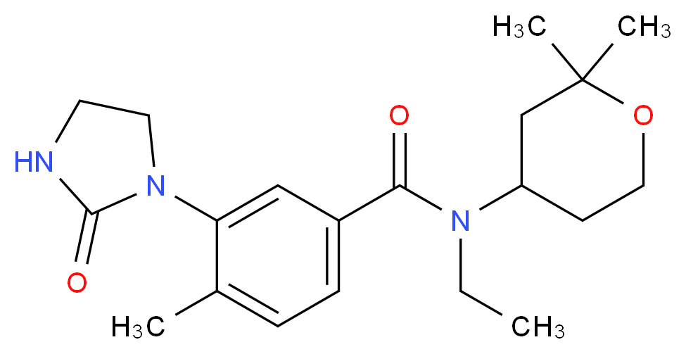 N-(2,2-dimethyltetrahydro-2H-pyran-4-yl)-N-ethyl-4-methyl-3-(2-oxo-1-imidazolidinyl)benzamide_Molecular_structure_CAS_)