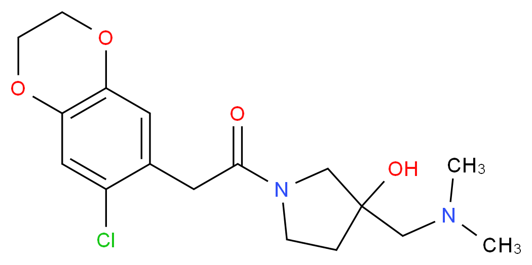1-[(7-chloro-2,3-dihydro-1,4-benzodioxin-6-yl)acetyl]-3-[(dimethylamino)methyl]-3-pyrrolidinol_Molecular_structure_CAS_)