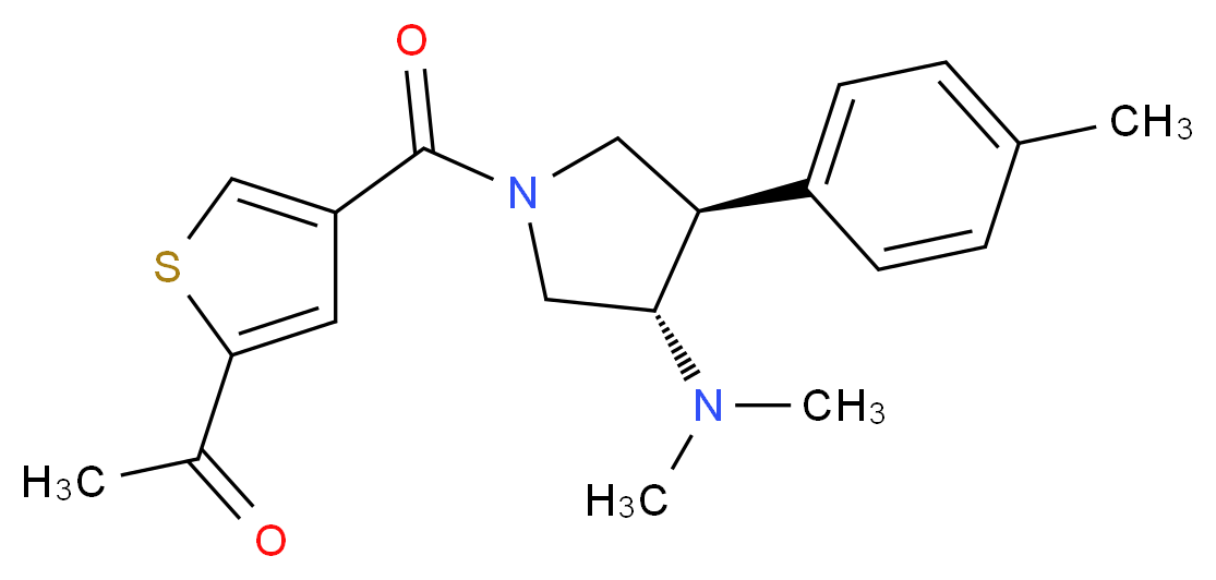 1-(4-{[(3S*,4R*)-3-(dimethylamino)-4-(4-methylphenyl)pyrrolidin-1-yl]carbonyl}-2-thienyl)ethanone_Molecular_structure_CAS_)