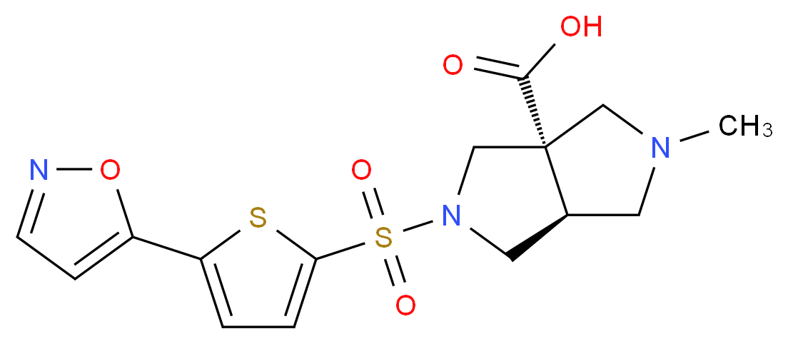 (3aS*,6aS*)-2-[(5-isoxazol-5-yl-2-thienyl)sulfonyl]-5-methylhexahydropyrrolo[3,4-c]pyrrole-3a(1H)-carboxylic acid_Molecular_structure_CAS_)