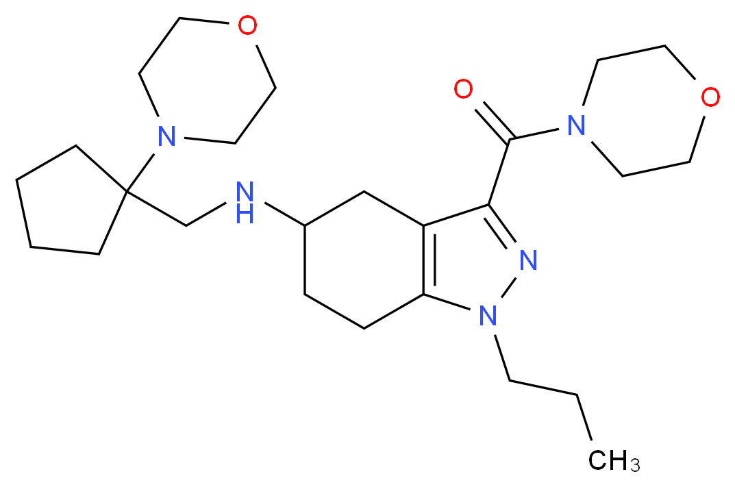 3-(4-morpholinylcarbonyl)-N-{[1-(4-morpholinyl)cyclopentyl]methyl}-1-propyl-4,5,6,7-tetrahydro-1H-indazol-5-amine_Molecular_structure_CAS_)