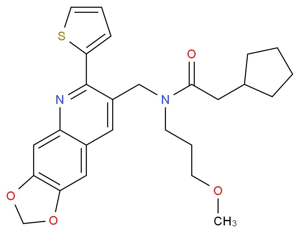 2-cyclopentyl-N-(3-methoxypropyl)-N-{[6-(2-thienyl)[1,3]dioxolo[4,5-g]quinolin-7-yl]methyl}acetamide_Molecular_structure_CAS_)