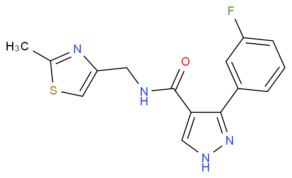3-(3-fluorophenyl)-N-[(2-methyl-1,3-thiazol-4-yl)methyl]-1H-pyrazole-4-carboxamide_Molecular_structure_CAS_)