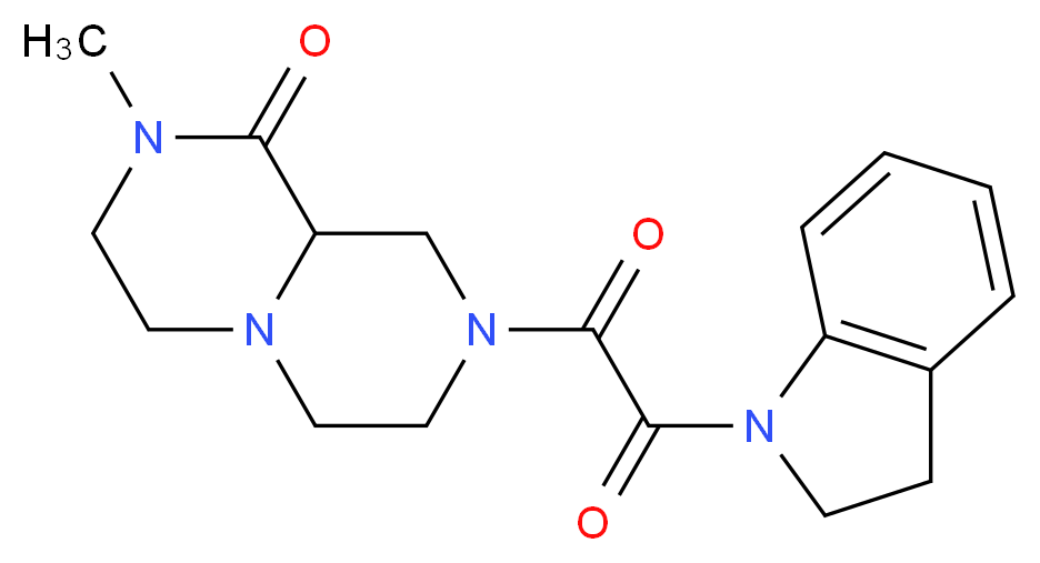 8-[2,3-dihydro-1H-indol-1-yl(oxo)acetyl]-2-methylhexahydro-2H-pyrazino[1,2-a]pyrazin-1(6H)-one_Molecular_structure_CAS_)