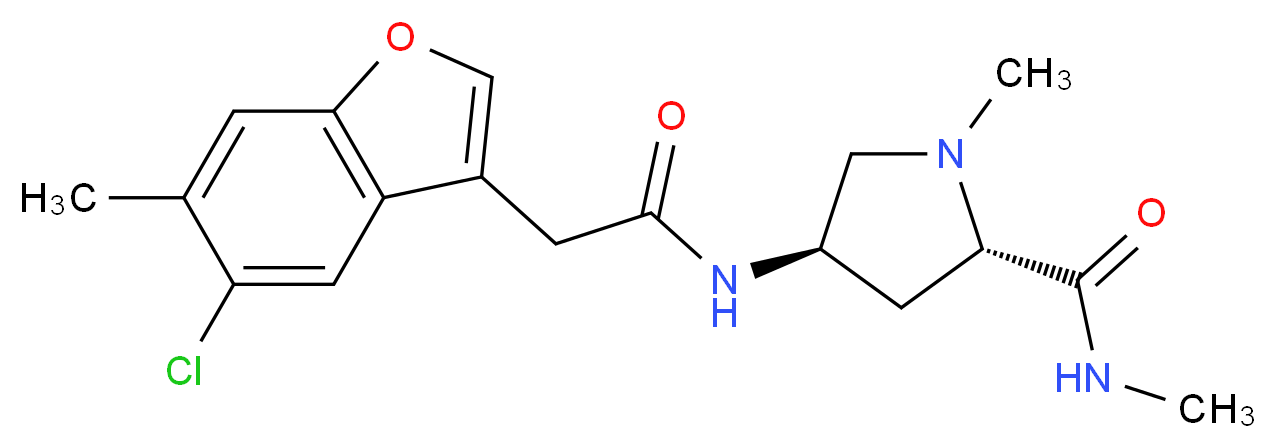 (4R)-4-{[(5-chloro-6-methyl-1-benzofuran-3-yl)acetyl]amino}-N,1-dimethyl-L-prolinamide_Molecular_structure_CAS_)