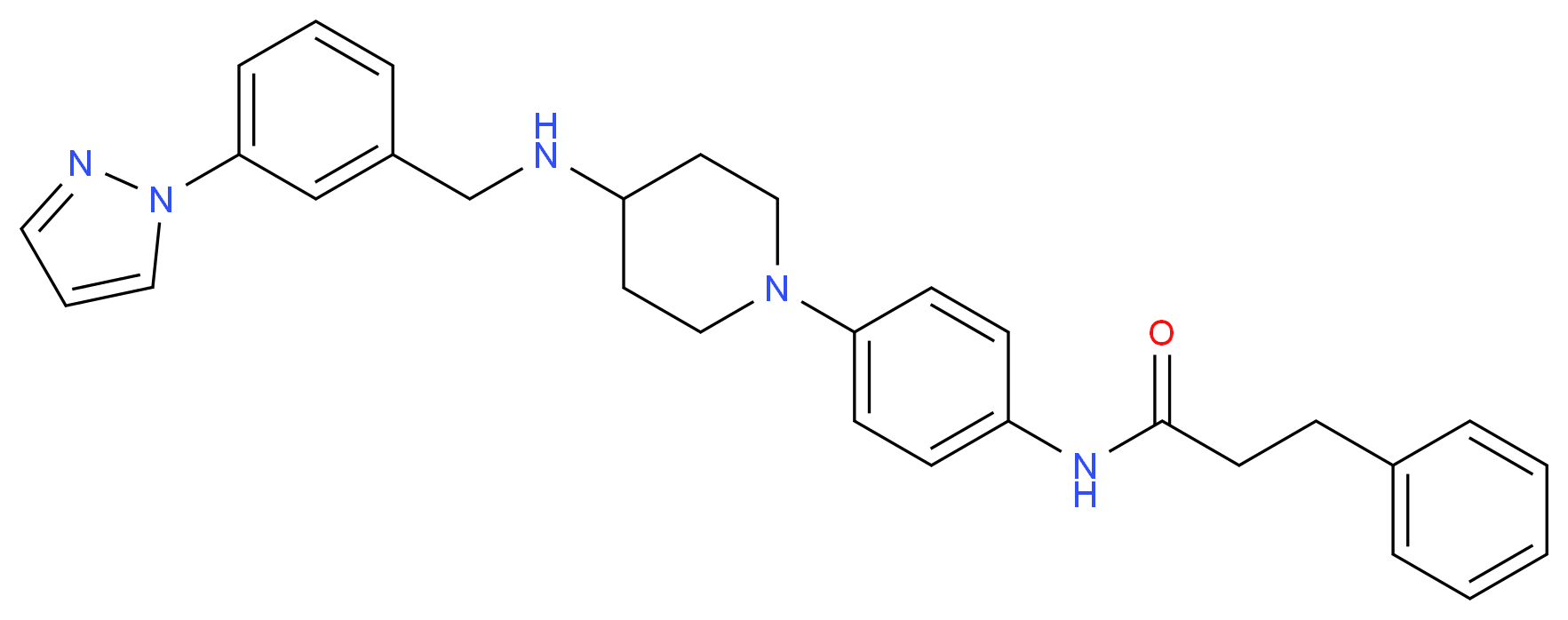 3-phenyl-N-[4-(4-{[3-(1H-pyrazol-1-yl)benzyl]amino}-1-piperidinyl)phenyl]propanamide_Molecular_structure_CAS_)