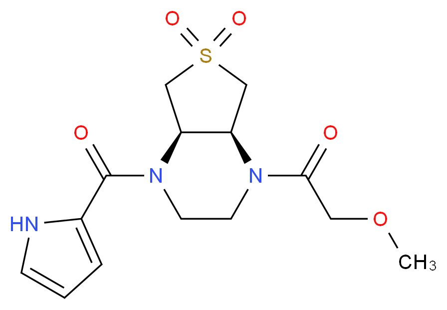(4aR*,7aS*)-1-(methoxyacetyl)-4-(1H-pyrrol-2-ylcarbonyl)octahydrothieno[3,4-b]pyrazine 6,6-dioxide_Molecular_structure_CAS_)