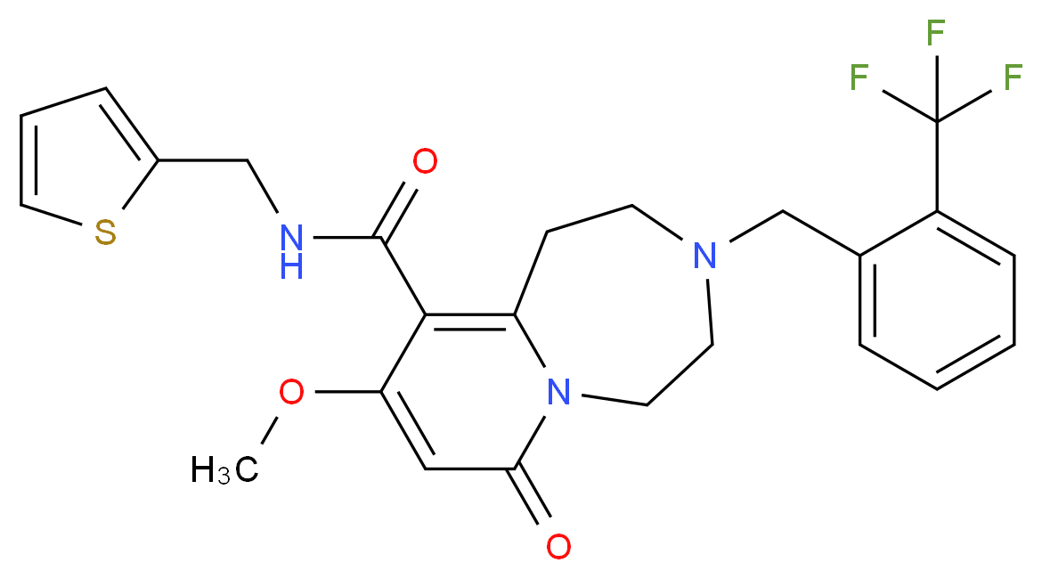 9-methoxy-7-oxo-N-(2-thienylmethyl)-3-[2-(trifluoromethyl)benzyl]-1,2,3,4,5,7-hexahydropyrido[1,2-d][1,4]diazepine-10-carboxamide_Molecular_structure_CAS_)