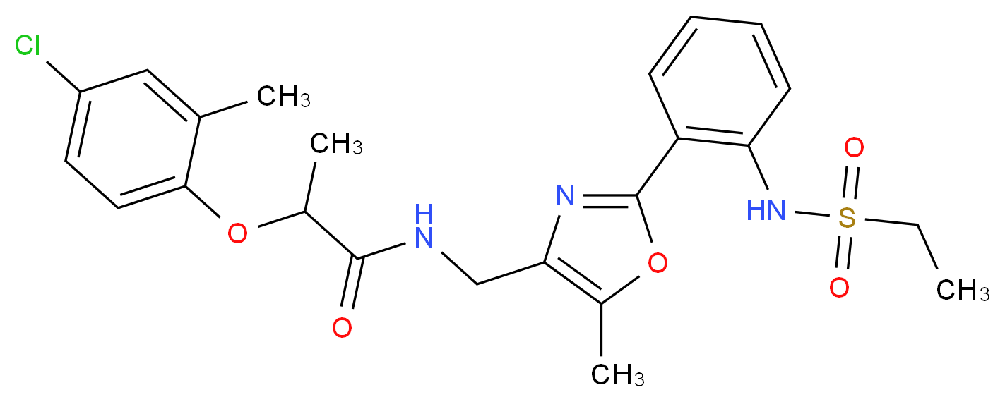 2-(4-chloro-2-methylphenoxy)-N-[(2-{2-[(ethylsulfonyl)amino]phenyl}-5-methyl-1,3-oxazol-4-yl)methyl]propanamide_Molecular_structure_CAS_)