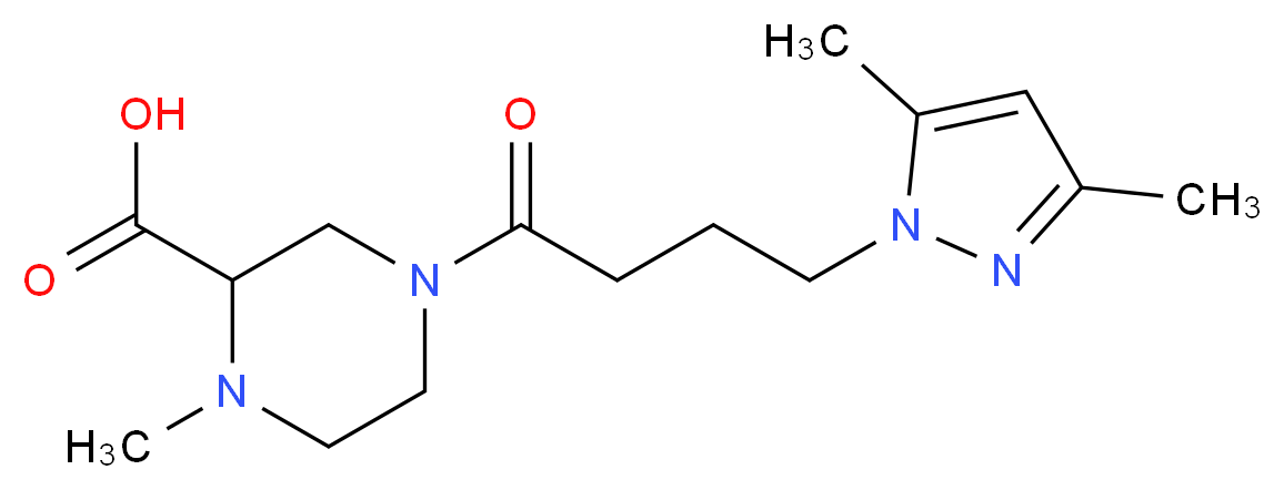 4-[4-(3,5-dimethyl-1H-pyrazol-1-yl)butanoyl]-1-methylpiperazine-2-carboxylic acid_Molecular_structure_CAS_)