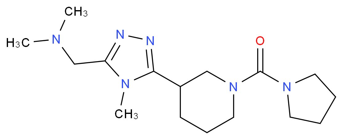 N,N-dimethyl-1-{4-methyl-5-[1-(pyrrolidin-1-ylcarbonyl)piperidin-3-yl]-4H-1,2,4-triazol-3-yl}methanamine_Molecular_structure_CAS_)