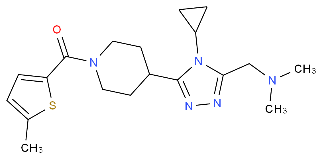 1-(4-cyclopropyl-5-{1-[(5-methyl-2-thienyl)carbonyl]piperidin-4-yl}-4H-1,2,4-triazol-3-yl)-N,N-dimethylmethanamine_Molecular_structure_CAS_)