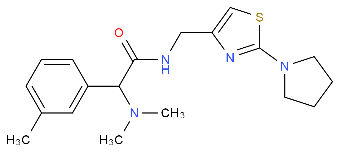 2-(dimethylamino)-2-(3-methylphenyl)-N-{[2-(1-pyrrolidinyl)-1,3-thiazol-4-yl]methyl}acetamide_Molecular_structure_CAS_)