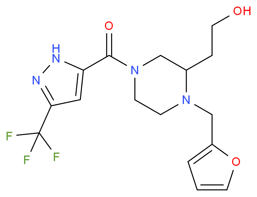 2-(1-(2-furylmethyl)-4-{[3-(trifluoromethyl)-1H-pyrazol-5-yl]carbonyl}piperazin-2-yl)ethanol_Molecular_structure_CAS_)