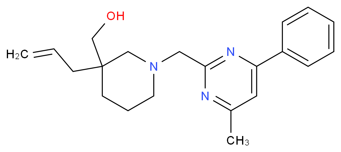{3-allyl-1-[(4-methyl-6-phenylpyrimidin-2-yl)methyl]piperidin-3-yl}methanol_Molecular_structure_CAS_)