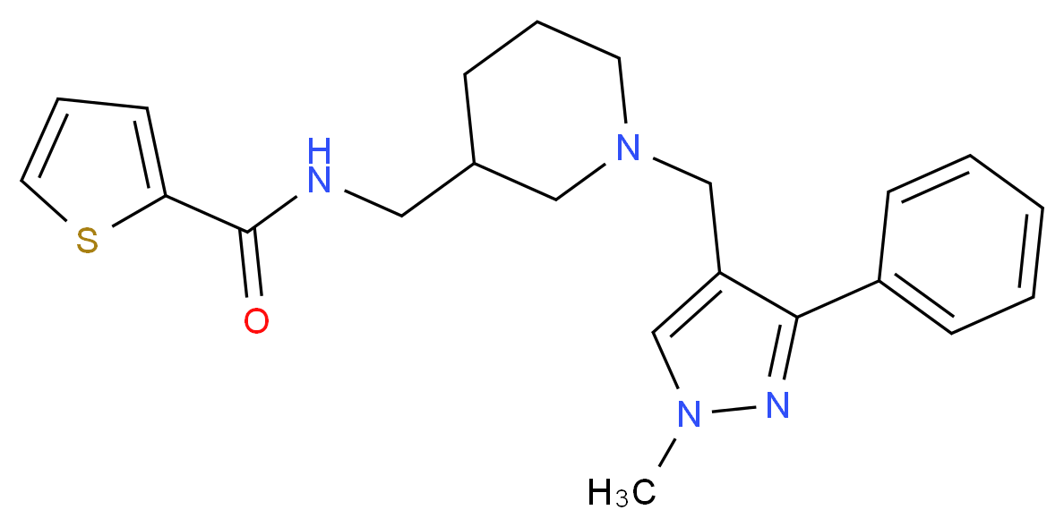 N-({1-[(1-methyl-3-phenyl-1H-pyrazol-4-yl)methyl]-3-piperidinyl}methyl)-2-thiophenecarboxamide_Molecular_structure_CAS_)